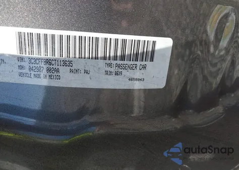 2012 Fiat 500 Sport z USA, uszkodzony, nr VIN 3C3CFFBR6CT113635